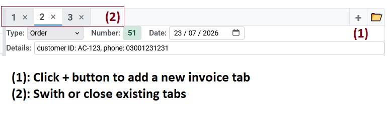 Multiple invoice tabs open simultaneously
